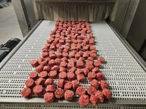 Raw bet food. Beef meatballs with carrot